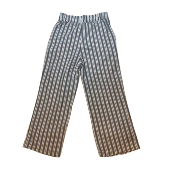 Abercrombie & Fitch Ultra High Rise Blue Linen Striped Pants wide leg Small - Picture 2 of 13